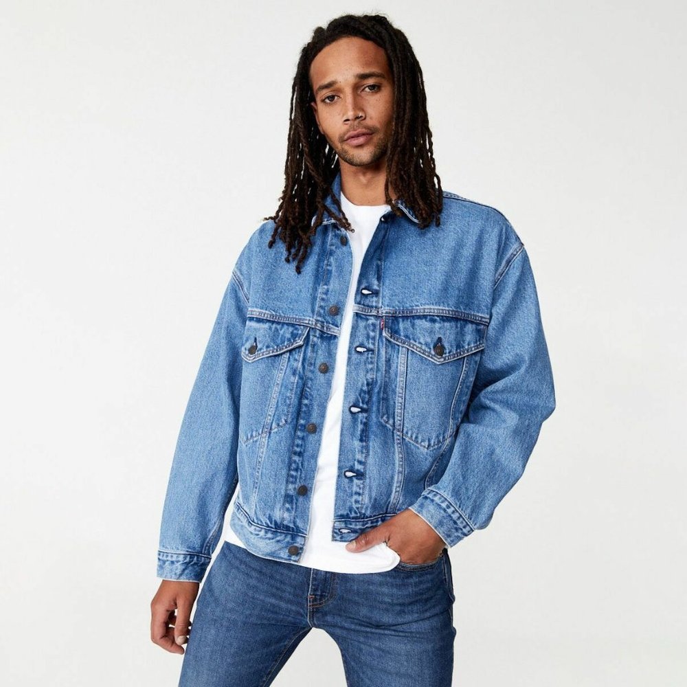 Levis Premium Cottonized Hemp Stay Loose Trucker Jacket Size M